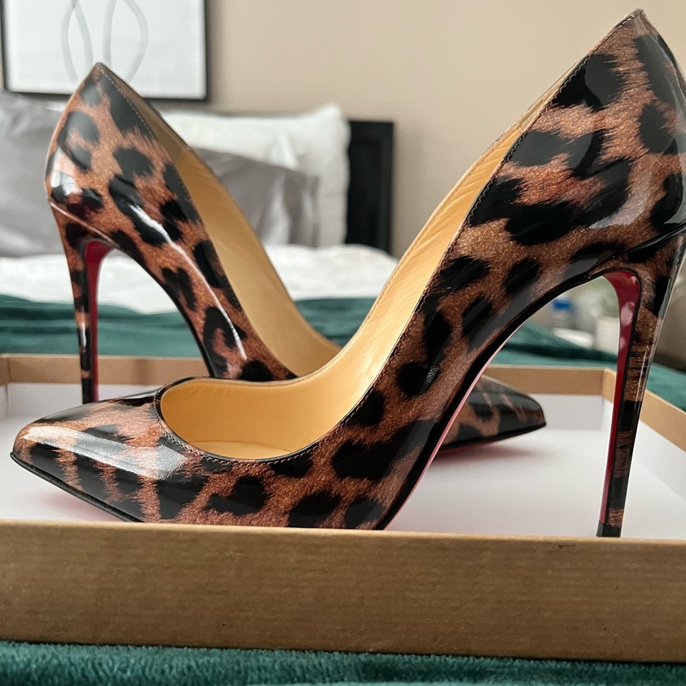 Christian Louboutin Pigalle Follies Patent Glitter Leopard 36.5